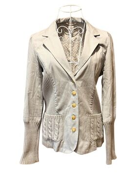 Sundance Size 4 Mixed Media Blazer Cable Knit Sweater Combo Jacket